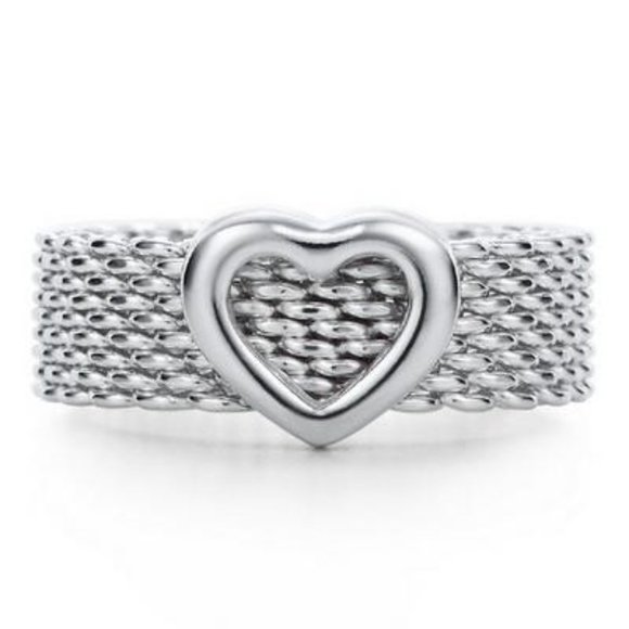 Authentic Tiffany & Co.® Somerset Heart Mesh Ring - Size...